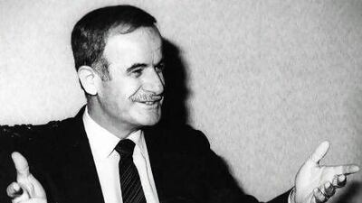 Syrian President Hafeez Al Assad gestures in his office in Damascus in 1972.