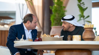 Sheikh Mohamed with Mr El Sisi at Maa’soom restaurant