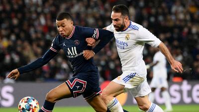 PSG's Kylian Mbappe battles with Real Madrid's Spanish defender Dani Carvajal. AFP