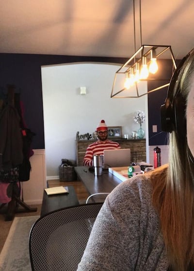 Cara Fields shares a photo of when her husband photobombs her Zoom calls. Courtesy Cara Fields
