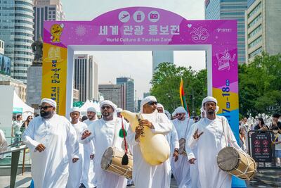 The Sharjah National Band, under the auspices of the Sharjah Institute for Heritage, performing at the 2023 Seoul Friendship Festival. Photo: Sharjah Book Authority