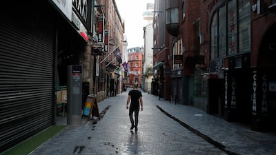 Deserted streets in Liverpool on England's last day before lockdown. AP