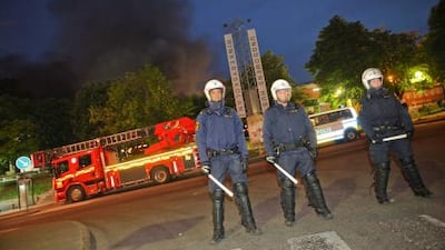 Police cordon off an area after riots in the Stockholm suburb of Rinkeby, in June last year. The two-day battle was inflamed by racial tensions in the largely immigrant area.