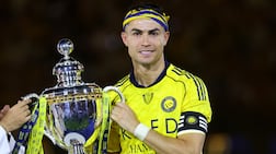 Al Nassr's Cristiano Ronaldo after winning the Saudi Pro League title at the Al Awwal Park in Riyadh on May 21, 2026. AFP