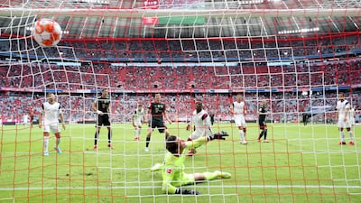 Joshua Kimmich of Bayern scores his team's second goal against VfL Bochum at Allianz Arena. Getty Images