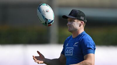 New Zealand's Jordie Barrett takes part in a training session at the Tatsuminomori Seaside Park in Koto, Tokyo. AFP