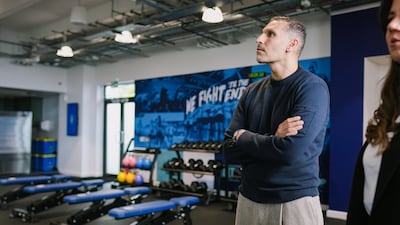 Khaldoon Al Mubarak visits the new Manchester City women's team facility at City Football Academy in Manchester