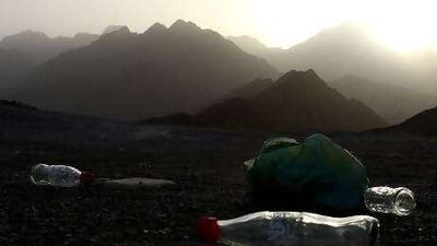 Some scholars believe carelessly discarding bottles such as these at the Wadi Wurayah in Fujairah goes against Islamic teachings.
