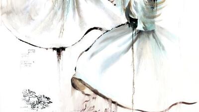 A piece of artwork from Hossein Irandoust's Spirituality in Motion exhibit of Sufi dances and gatherings. Courtesy: Pro Art UAE and Hossein Irandoust