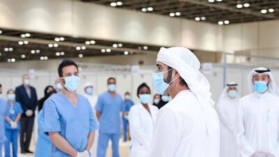 Sheikh Hamdan meets with staff. The center is now back to hosting events.