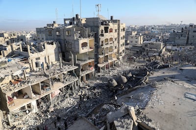 Buildings destroyed by Israeli attacks in Rafah, Gaza. Getty Images