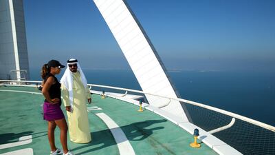 Cheyenne Woods spent time at the helipad on top of the Burj Al Arab Hotel after her second round of the Omega Dubai Ladies Masters on the Majlis Course at the Emirates Golf Club. Warren Little / Getty Images