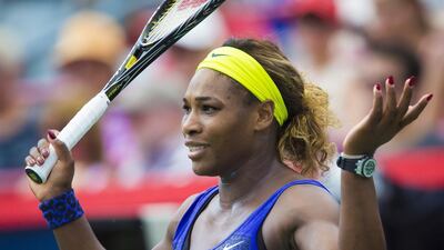 Serena Williams reacts during her semi-final match against Venus Williams at the Rogers Cup women tennis tournament in Montreal, Canada, on August 9, 2014. EPA/ANDRE PICHETTE