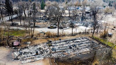 Homes destroyed by the Mountain View Fire are seen in the Walker community in Mono County, California. AP Photo