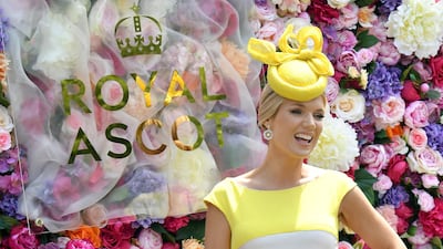 Charlotte Hawkins wears a Laura Green London dress with a Laylaleigh Millinery hat on day one of the Royal Ascot meeting at Ascot Racecourse on June 15, 2021 in Ascot, England. Getty Images