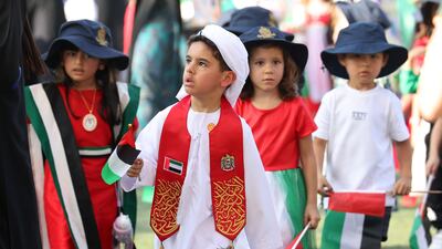 Young children at Repton Al Barsha also wore UAE national dress. Pawan Singh / The National