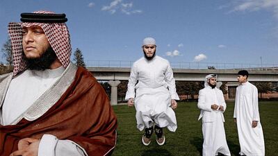 UK. London. 2010. From left, Minhaj, Ashiq, Shofique and Abid pictured just before they left London to attend a gathering on ‘Islam and Young Muslims’ at Birmingham, UK. In the 2001 census, 17% of the Birmingham population identified themselves as Muslim, which is significantly higher than the average for England and Wales of 3.0%.