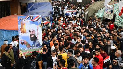 Iraqi students take part in an anti-government march calling for an overhaul of the political system in the southern Iraqi city of Nasiriyah. AFP