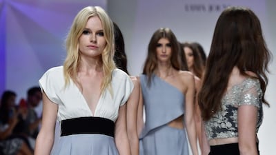 Models walk the runway during the Finale at the Lama Jouni show. Pascal Le Segretain / Getty Images for Fashion Forward