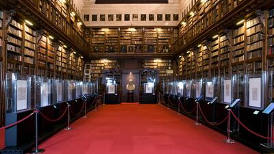 The ancient Federiciana reading room in the Biblioteca Ambrosiana, Milan, Lombardy, Italy. Veneranda Biblioteca Ambrosiana/Getty