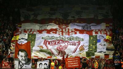 Liverpool fans show their support for their team before their Champions League match against Ludogorets Razgrad on Tuesday. Phil Noble / Reuters