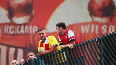 Arsenal fans wait outside the ground prior the match between Arsenal and Aston Villa at Emirates Stadium. Clive Mason / Getty Images