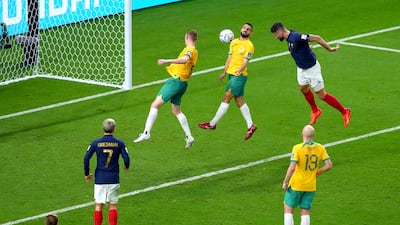 France's Olivier Giroud scores their fourth goal. PA