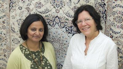 Sandhya Prakash, founder of Middle East Vegetarian Group, with Marly Winckler, chairwoman of the International Vegetarian Union, in Dubai for the VegFest. Reem Mohammed / The National