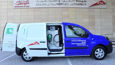 The RTA's mobile vehicle charging station will be on display at WETEX this week in Dubai's World Trade Centre.
