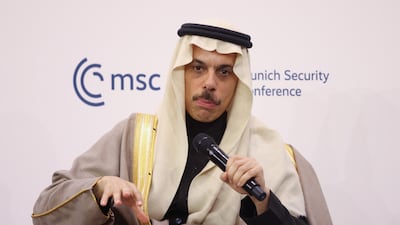 Saudi Foreign Minister Prince Faisal bin Farhan takes part in a discussion. Bloomberg