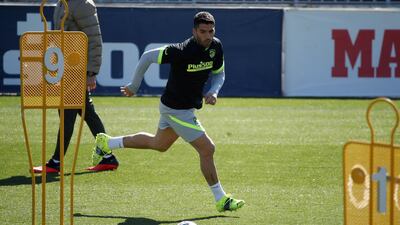 Atletico Madrid striker Luis Suarez during training ahead of their Champions League last-16 second-leg against Chelsea on March 17. EPA