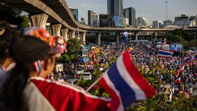 Thai protests rally at Victory Monument on August 02, in Bangkok. Protesters rallied at Bangkok’s Victory Monument, demanding Prime Minister Paetongtarn Shinawatra resign ahead of her Constitutional Court ruling and take a stronger stance on Cambodia amid rising border tensions. Getty Images