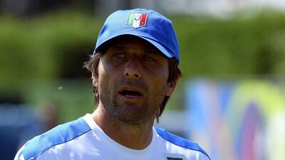 Italy manager Antonio Conte shown at a training session ahead of their Euro 2016 quarter-final against Germany. Vincenzo Pinto / AFP / July 1, 2016