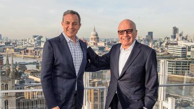 Walt Disney chief executive Bob Iger, left, with Rupert Murdoch. Walt Disney Company / EPA