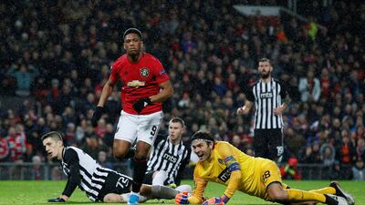 Anthony Martial celebrates his goal. Reuters