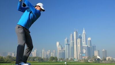 Rory McIlroy shown teeing off at Emirates Golf Club during the 2015 Dubai Desert Classic. David Cannon / Getty Images / January 28, 2015