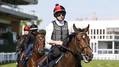 Ryan Moore riding Lady Aurelia returns after having a track gallop at Ascot Racecourse on June 14, 2017 in Ascot, England. Alan Crowhurst / Getty Images
