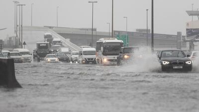 Heavy rain caused flooding across the Emirates on Monday. Antonie Robertson / The National