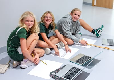 Pupils at the new Arabic Institute at American Community School Abu Dhabi. Victor Besa / The National