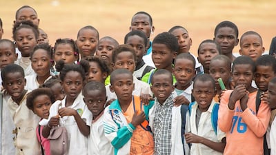 Crowds await the arrival of the Duke of Sussex as he visits the Princess Diana Orthopaedic Centre. Getty Images