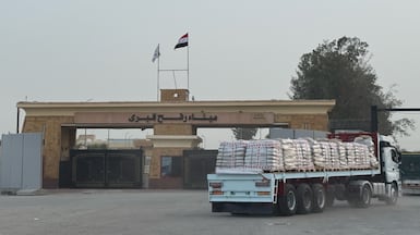 Aid lorries stuck at the Rafah crossing due to Israeli restrictions have become a symbol of Gaza's humanitarian crisis. EPA