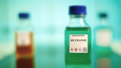 Industrial methanol is used as a solvent in paints and as a fuel additive, and is not intended for human consumption. Getty Images