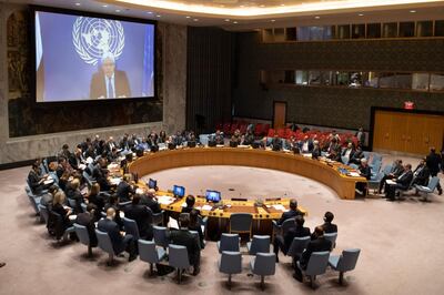 Martin Griffiths gave a video briefing to the UN Security Council on Friday. AP