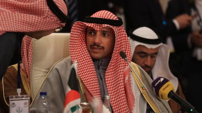 Kuwaiti National Assembly Speaker Marzouq Al Ghanem attends an emergency session of the Arab Inter-Parliamentary Union in Jordan’s capital Amman on February 8, 2020 to discuss Washington’s Middle East peace plan. AFP