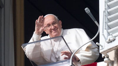 Pope Francis during the last Angelus prayer of the year from the window of the Apostolic Palace overlooking Saint Peter's Square in Vatican City. EPA