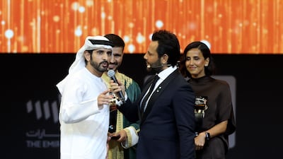 Sheikh Hamdan addresses the audience at the ceremony at Coca-Cola Arena, Dubai