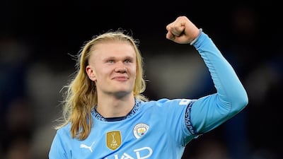 Erling Haaland of Manchester City celebrates their win. PA