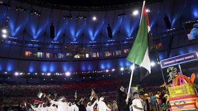The UAE delegation at the 2016 Rio Olympics opening ceremonies. Reuters