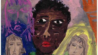 An untitled 1998 work, a medley of symbols around a central Nubian figure. Courtesy Lawrie Shabibi