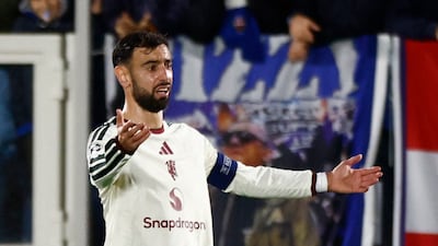 Manchester United's Bruno Fernandes during defeat in Como. Reuters